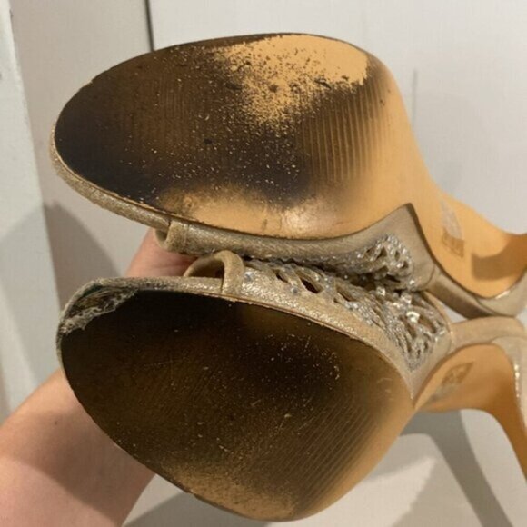 Taxi Savannah Gold Cage Strap Shoes SZ 37 - Picture 9 of 13